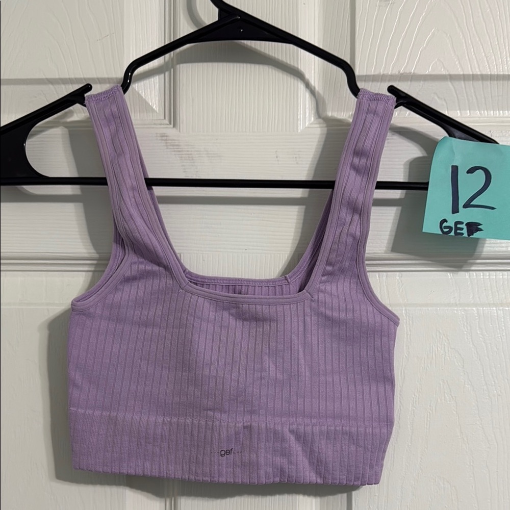 Purple Ribbed Crop Top